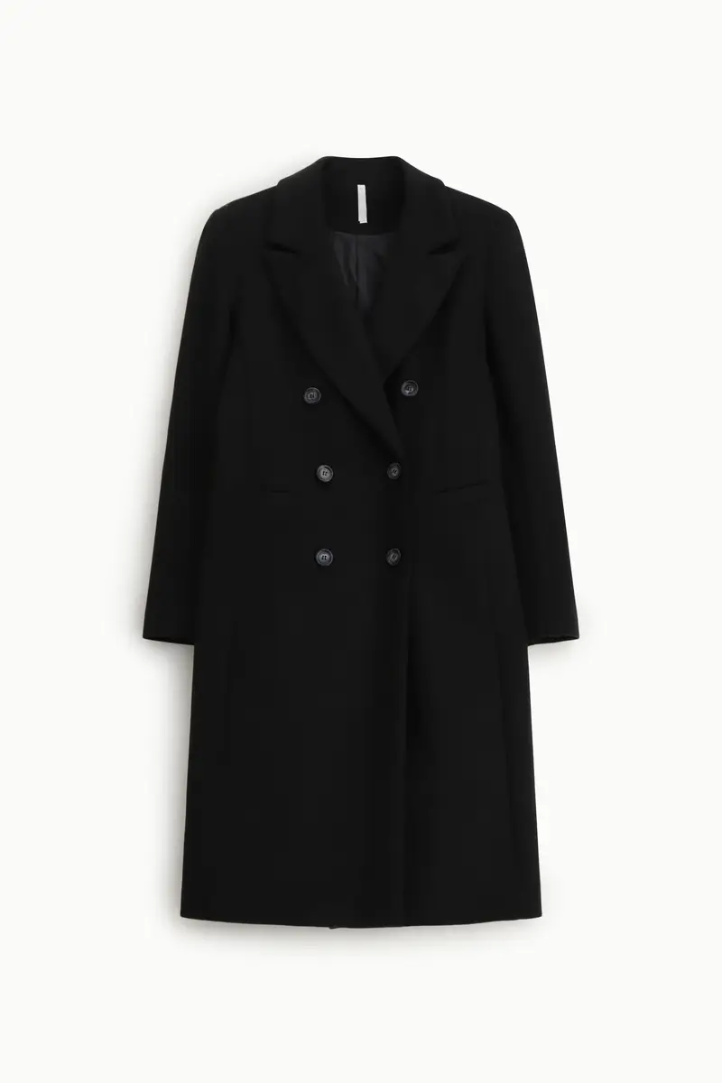 Cappotto doppiopetto con revers classico Nero