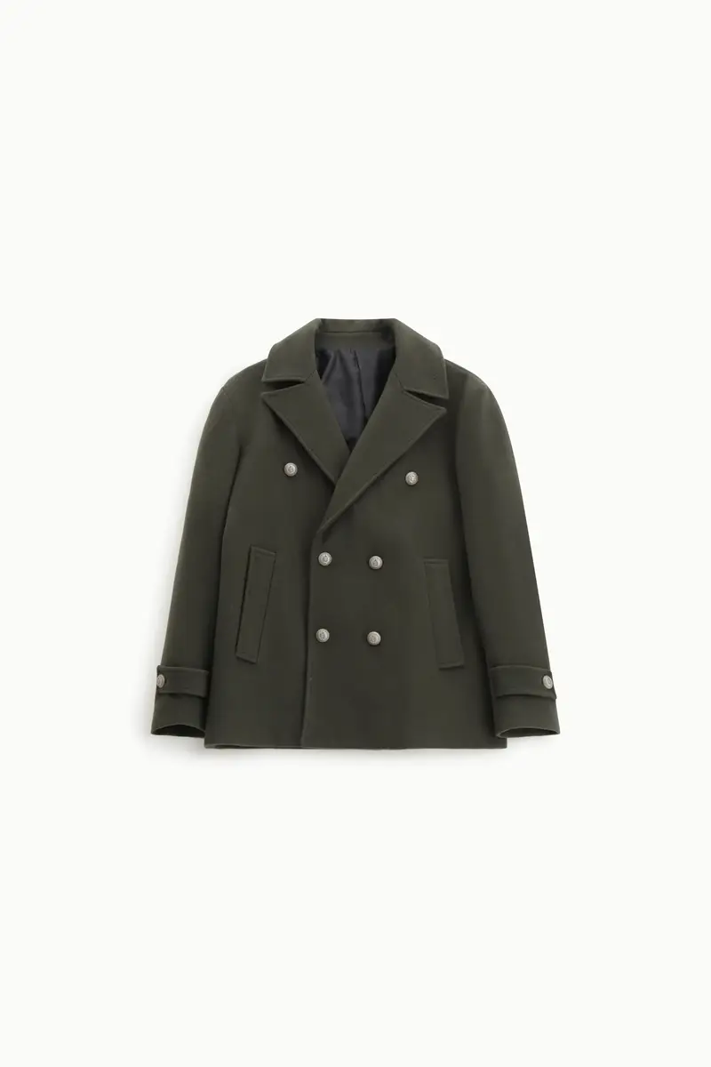 Cappotto doppiopetto corto con bottoni decorativi Militare