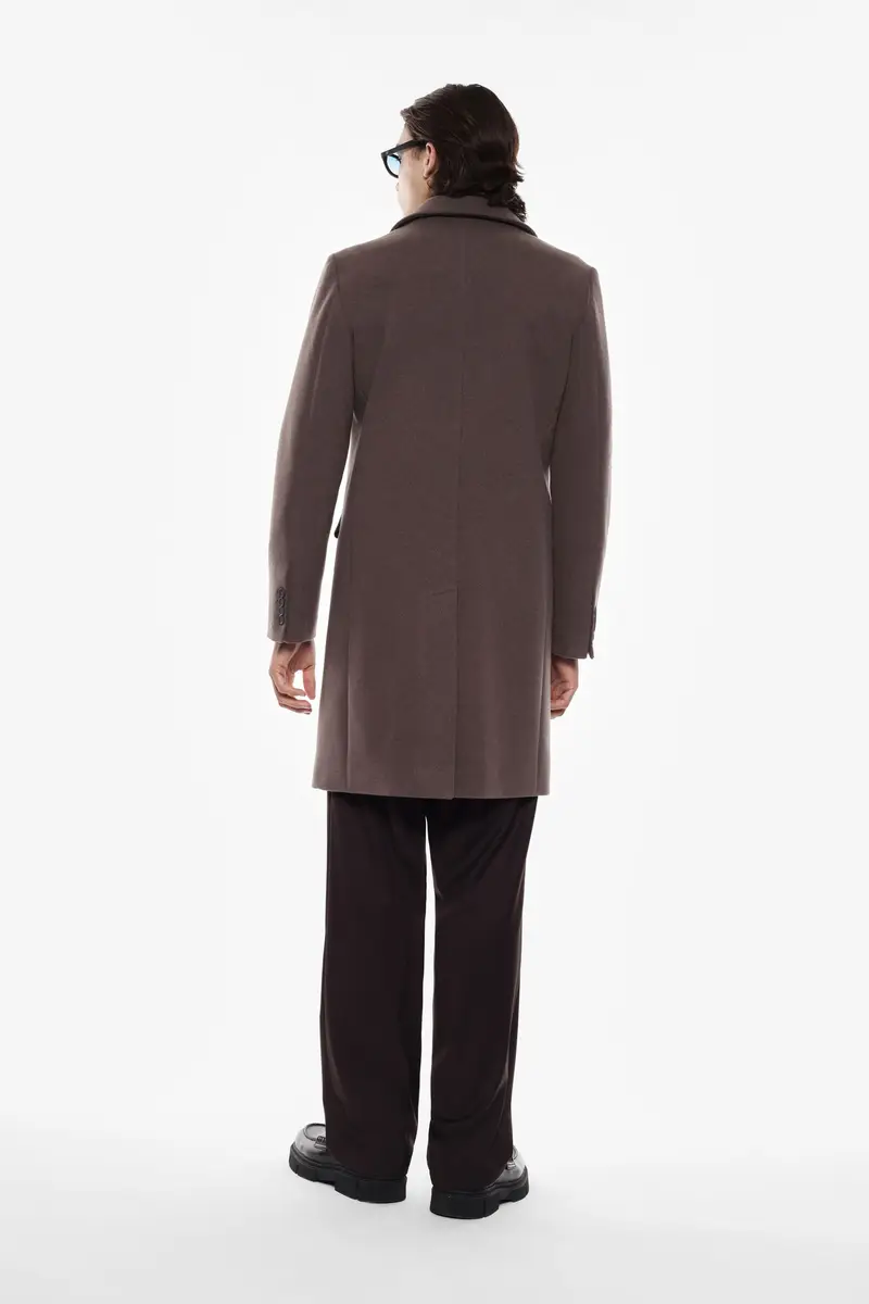 Cappotto elegante doppiopetto Fango miniatura 3