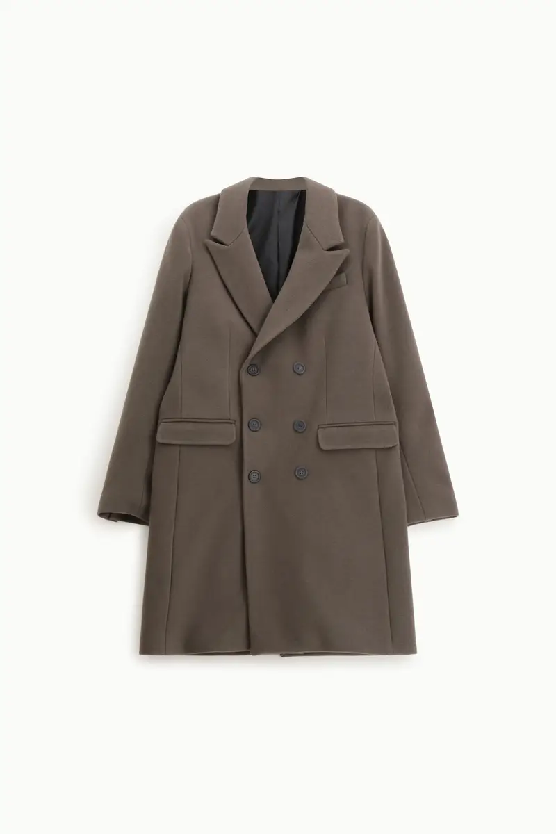 Cappotto elegante doppiopetto Fango