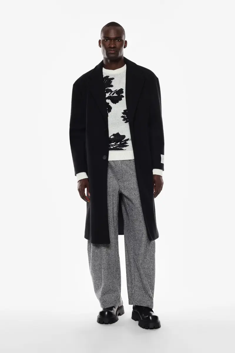 Cappotto lungo a bottoni Nero miniatura 2