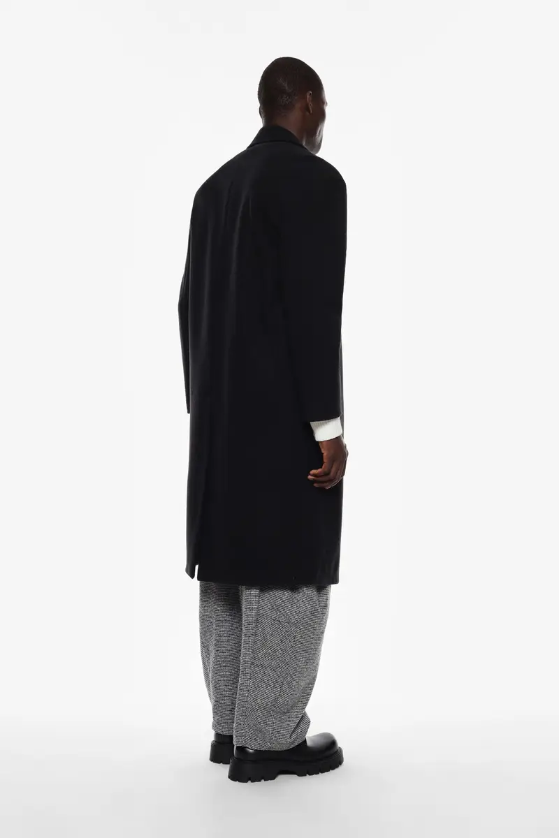 Cappotto lungo a bottoni Nero miniatura 3