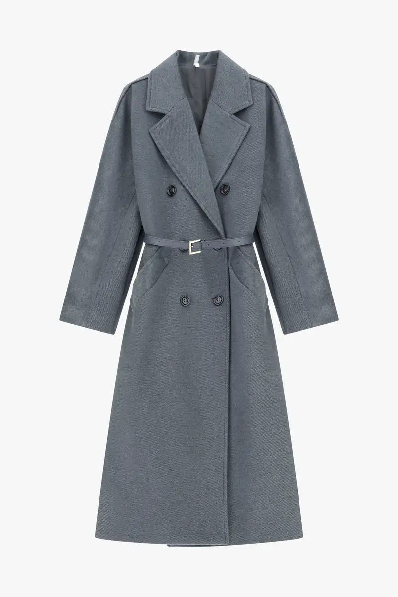 Cappotto lungo con doppia abbottonatura Antracite