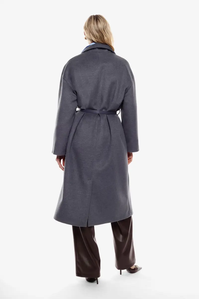 Cappotto lungo con doppia abbottonatura Antracite miniatura 3