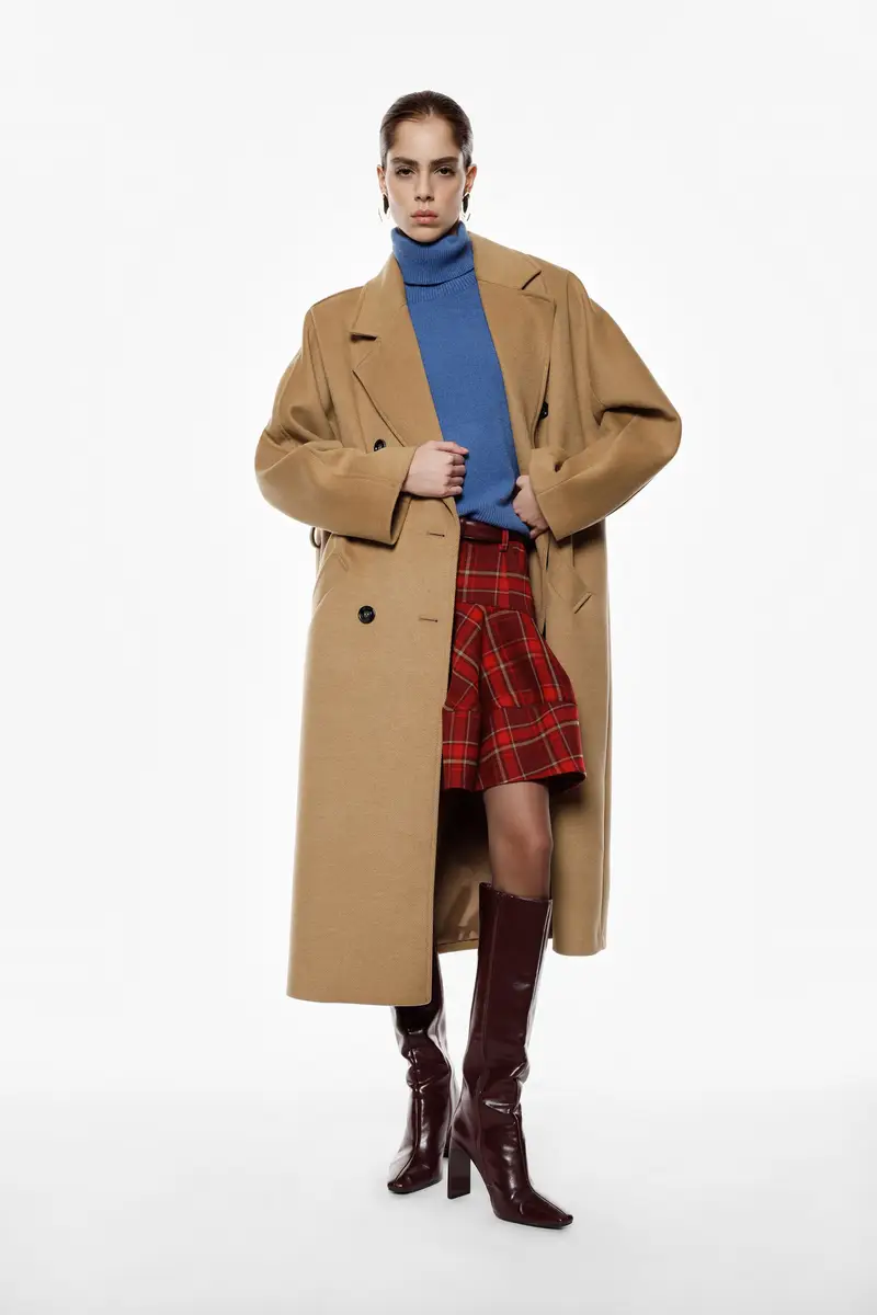 Cappotto lungo con doppia abbottonatura Cammello miniatura 2