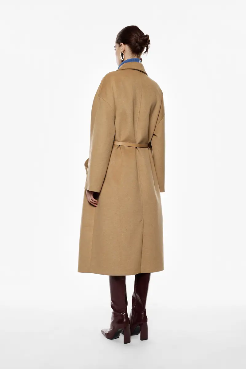 Cappotto lungo con doppia abbottonatura Cammello miniatura 3