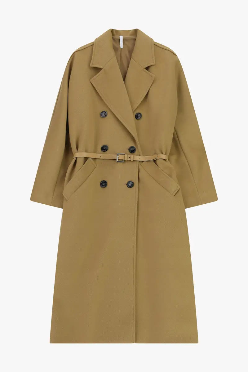 Cappotto lungo con doppia abbottonatura Cammello