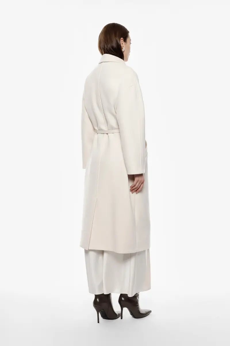 Cappotto lungo con doppia abbottonatura Panna miniatura 3