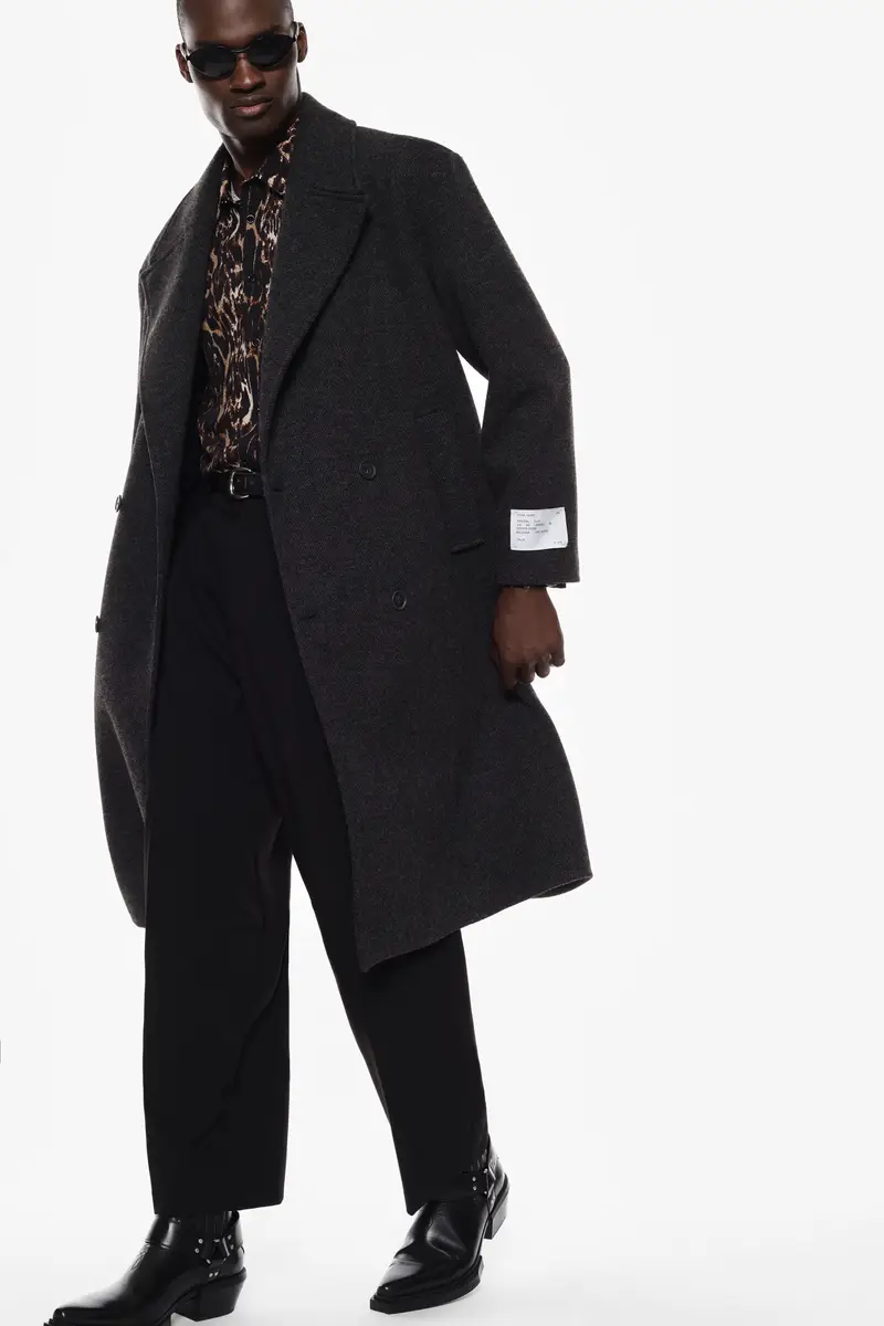 Cappotto lungo doppio petto essenziale Grigio miniatura 2