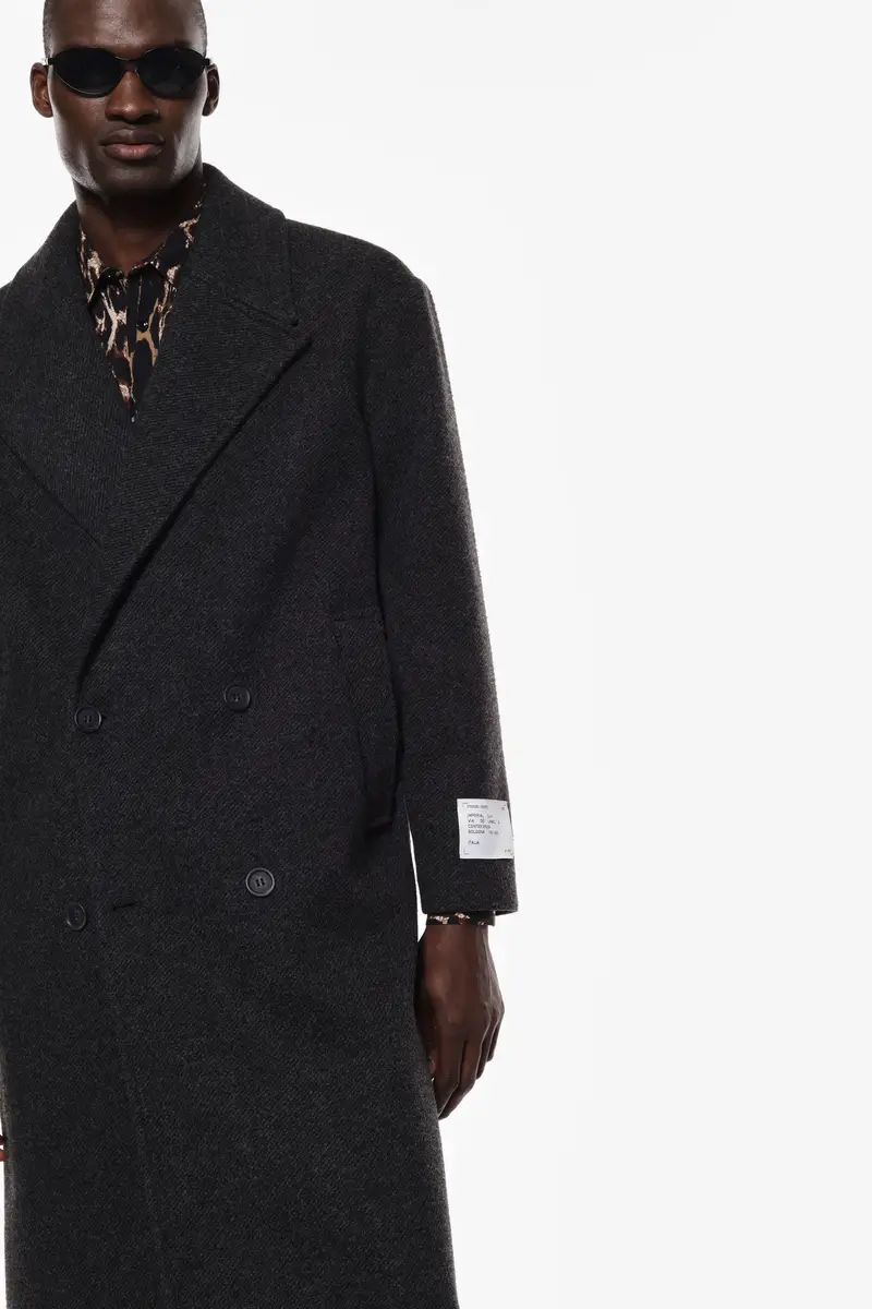 Cappotto lungo doppio petto essenziale Grigio miniatura 4