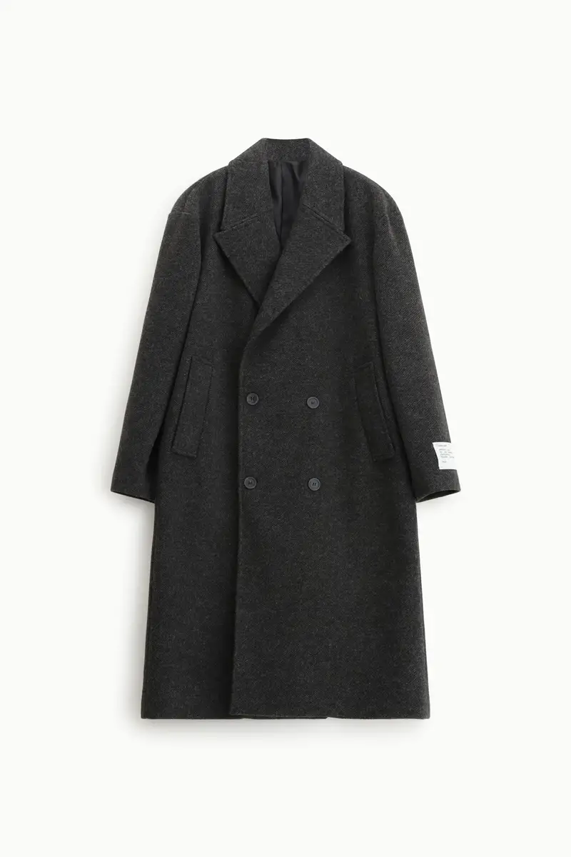 Cappotto lungo doppio petto essenziale Grigio