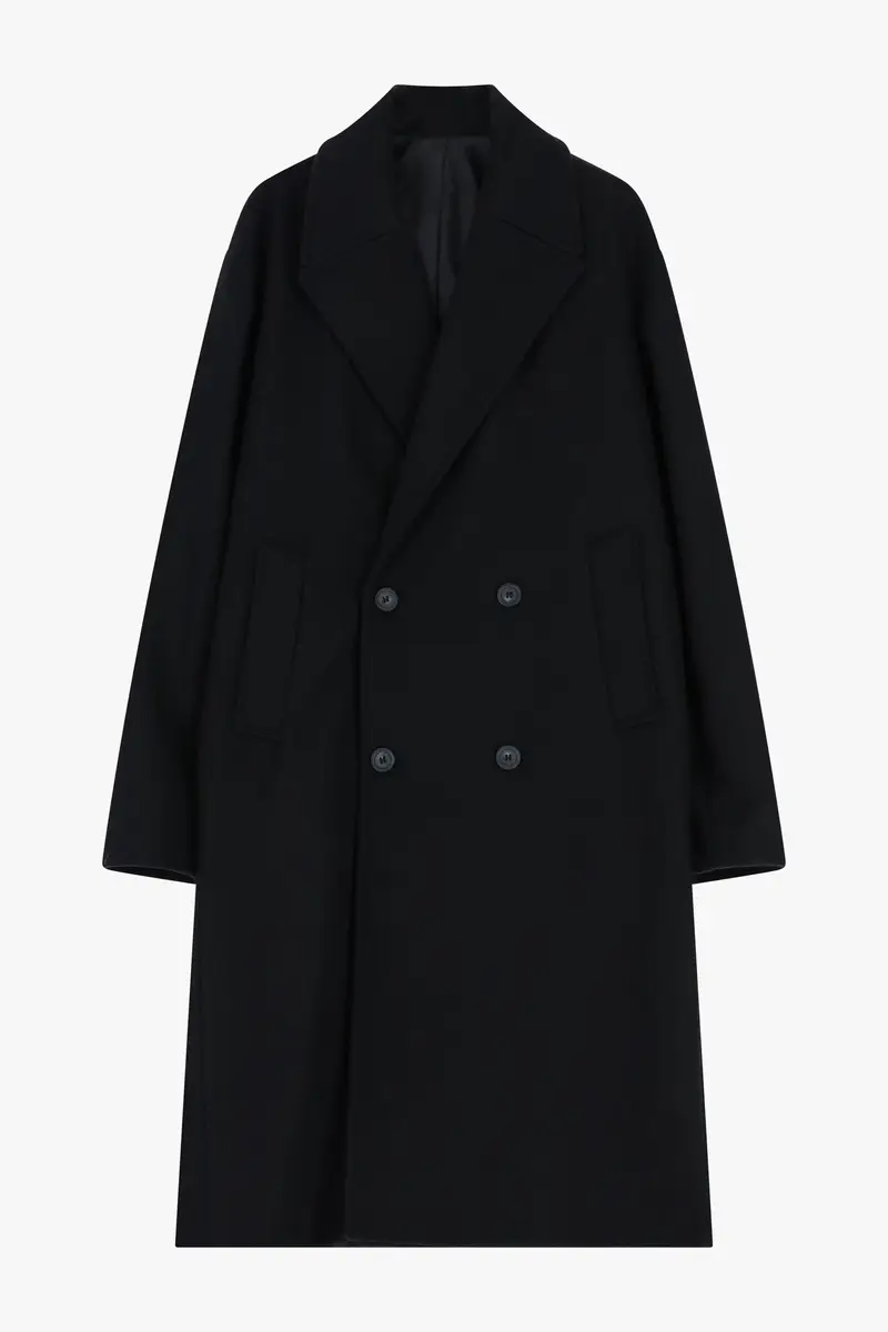 Cappotto lungo doppio petto essenziale Nero