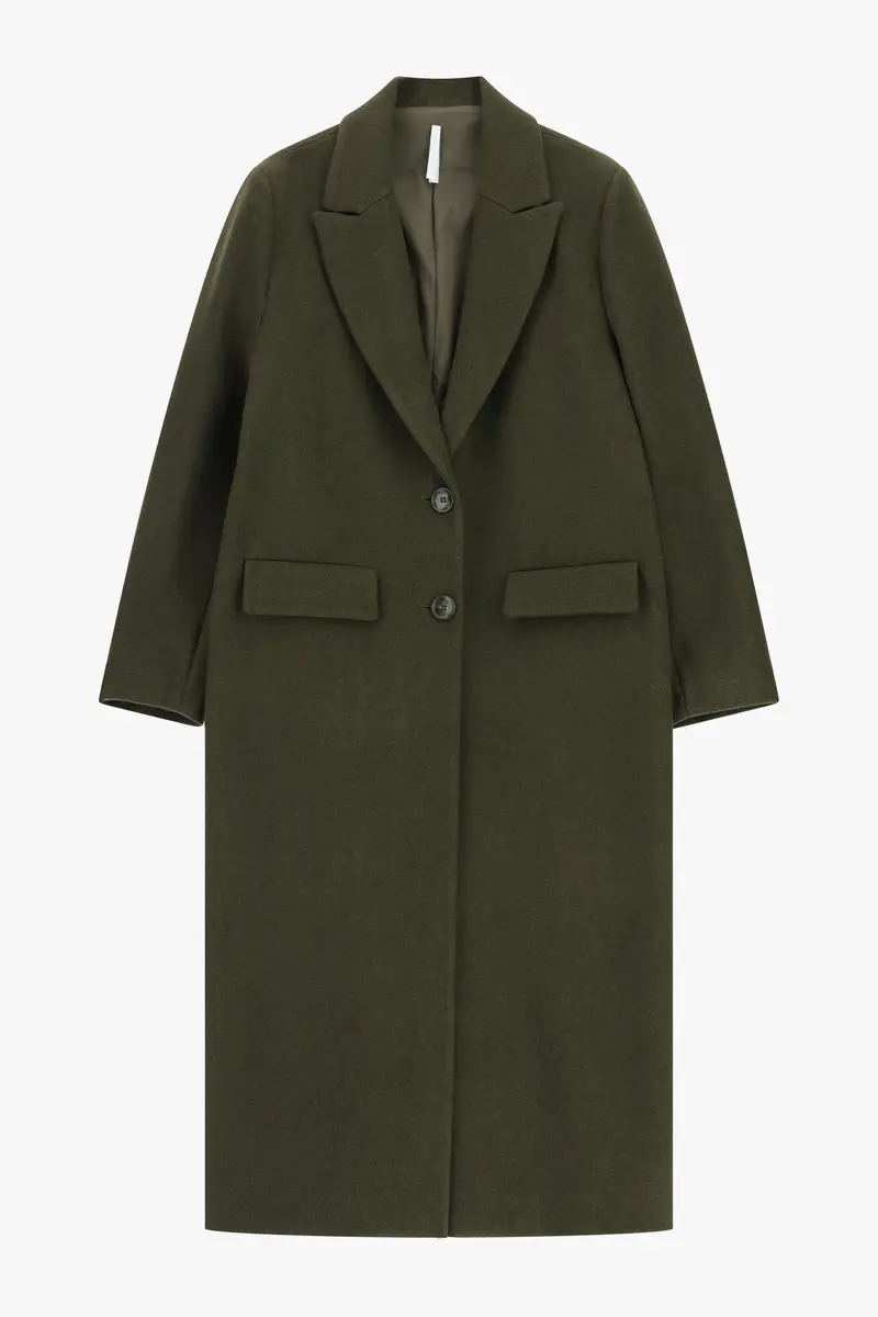 Cappotto lungo monopetto con tasche a patta Loden