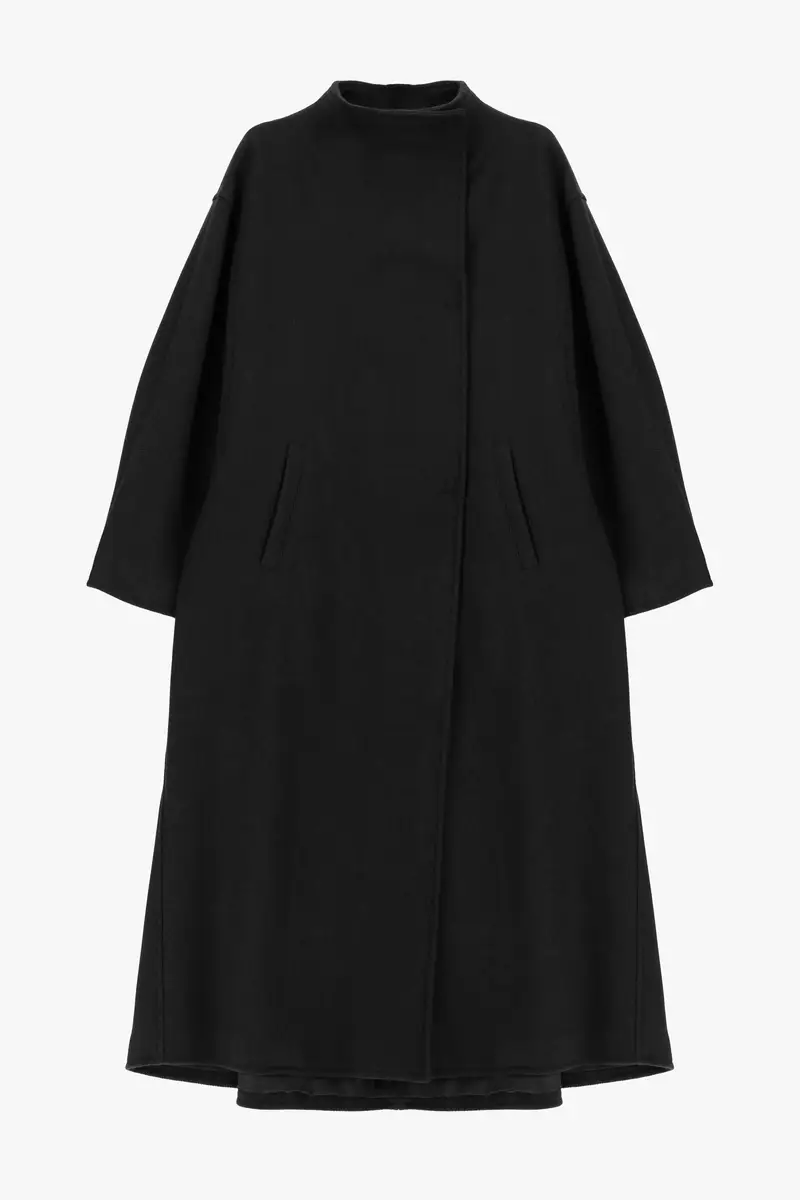 Cappotto lungo over fit con chiusura nascosta Nero