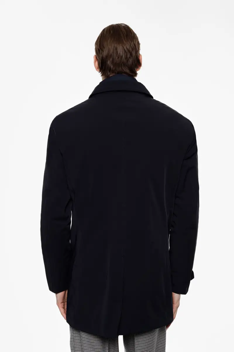 Cappotto monopetto con colletto classico e tasche Blu miniatura 2