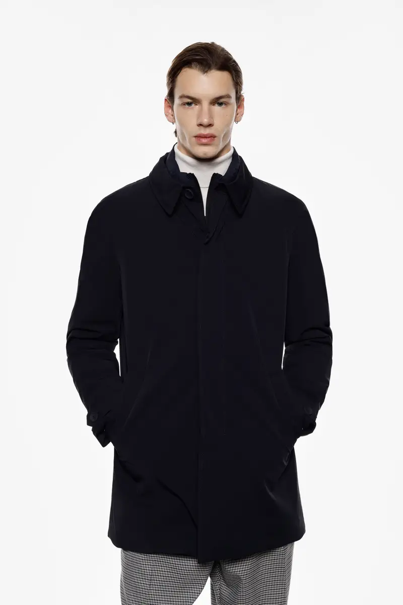 Cappotto monopetto con colletto classico e tasche Blu