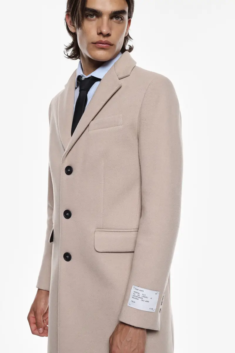 Cappotto monopetto con tasche Beige miniatura 2