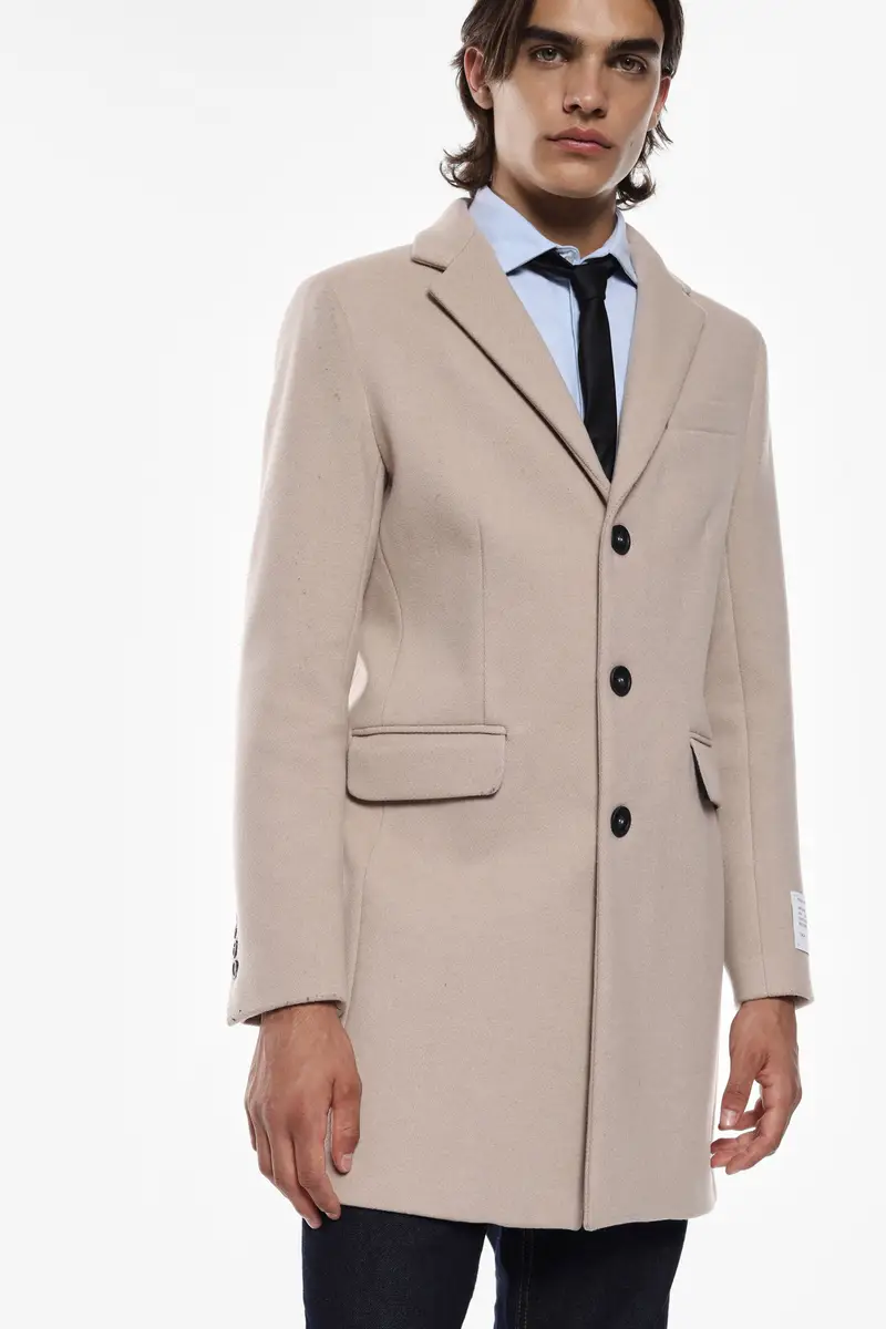 Cappotto monopetto con tasche Beige miniatura 3