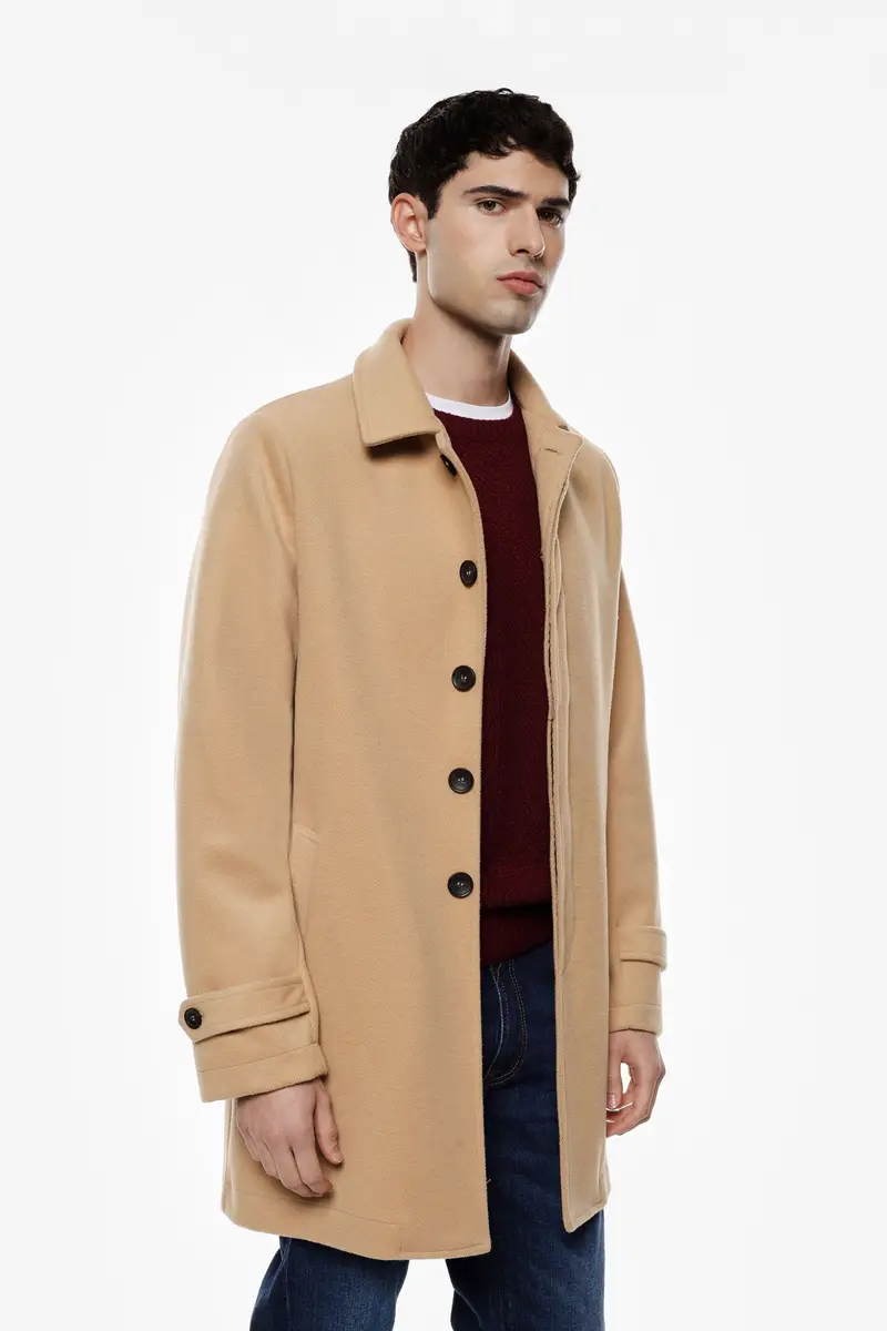 Cappotto monopetto regular-fit con tasche laterali Beige miniatura 2