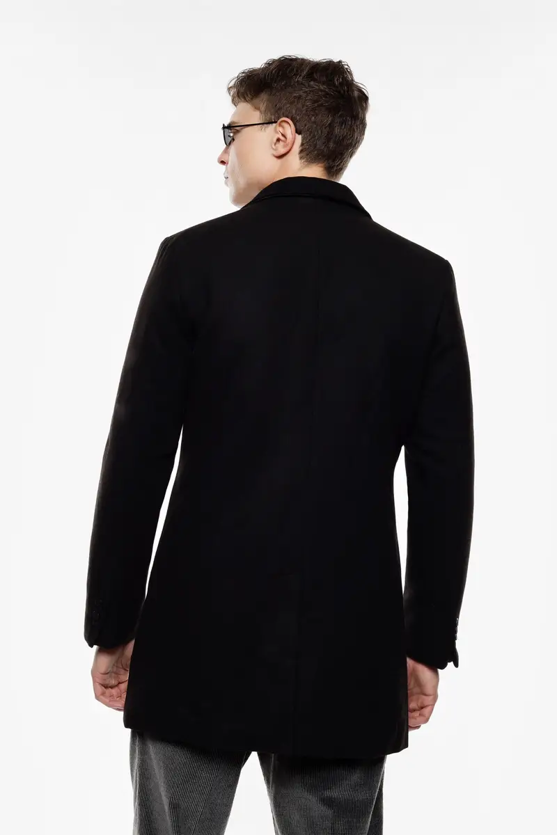 Cappotto monopetto regular-fit con tasche laterali Nero miniatura 3