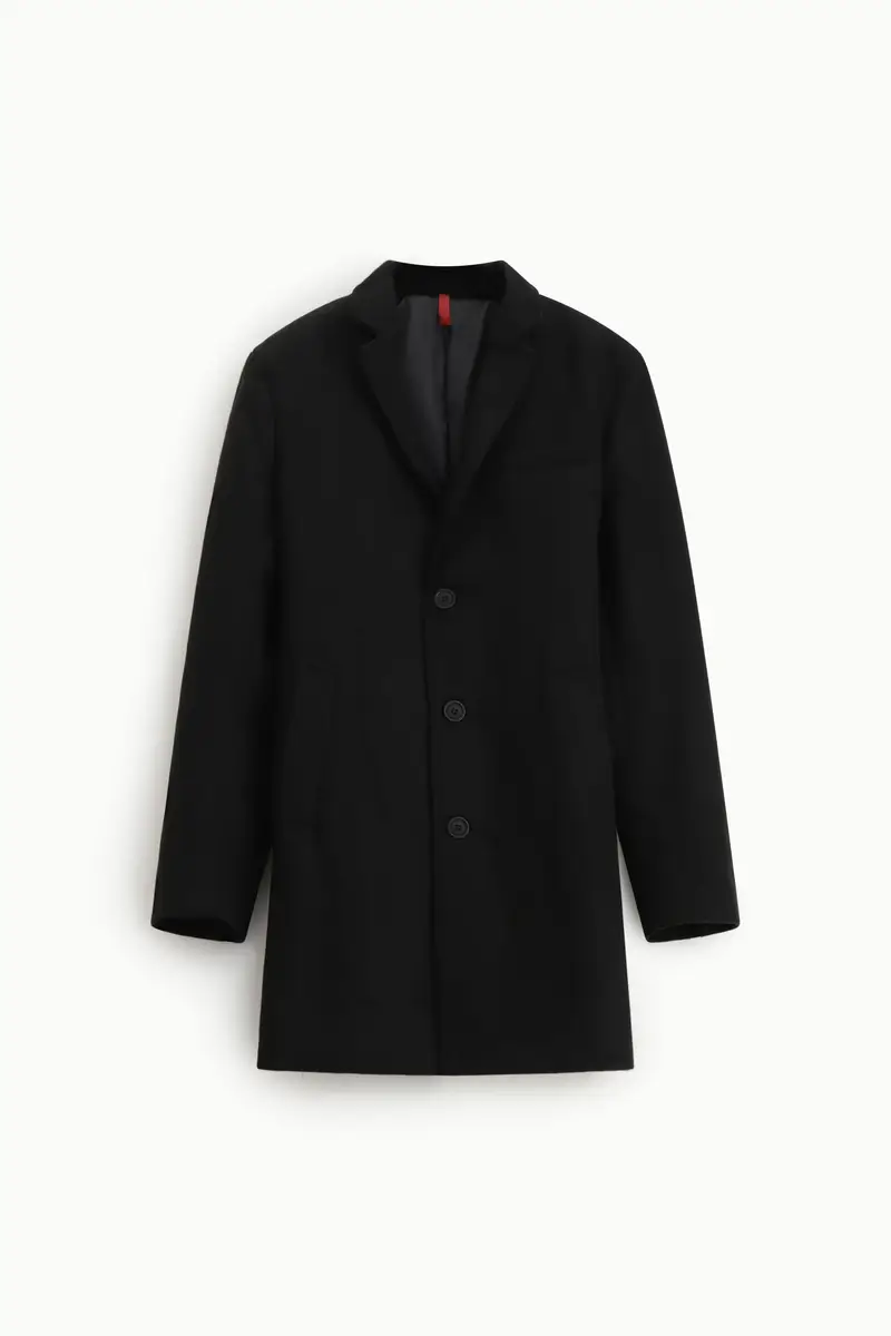 Cappotto monopetto regular-fit con tasche laterali Nero