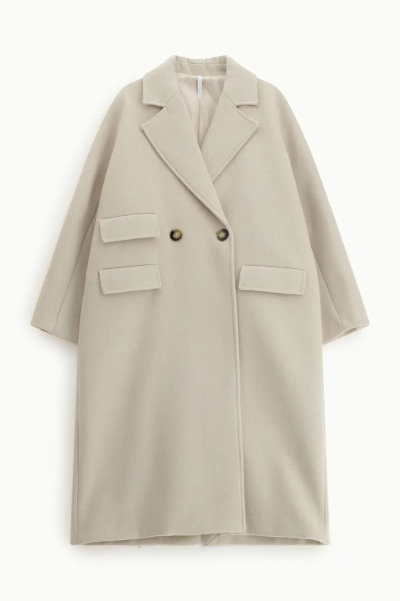 Cappotto over doppio petto con tasche laterali Beige