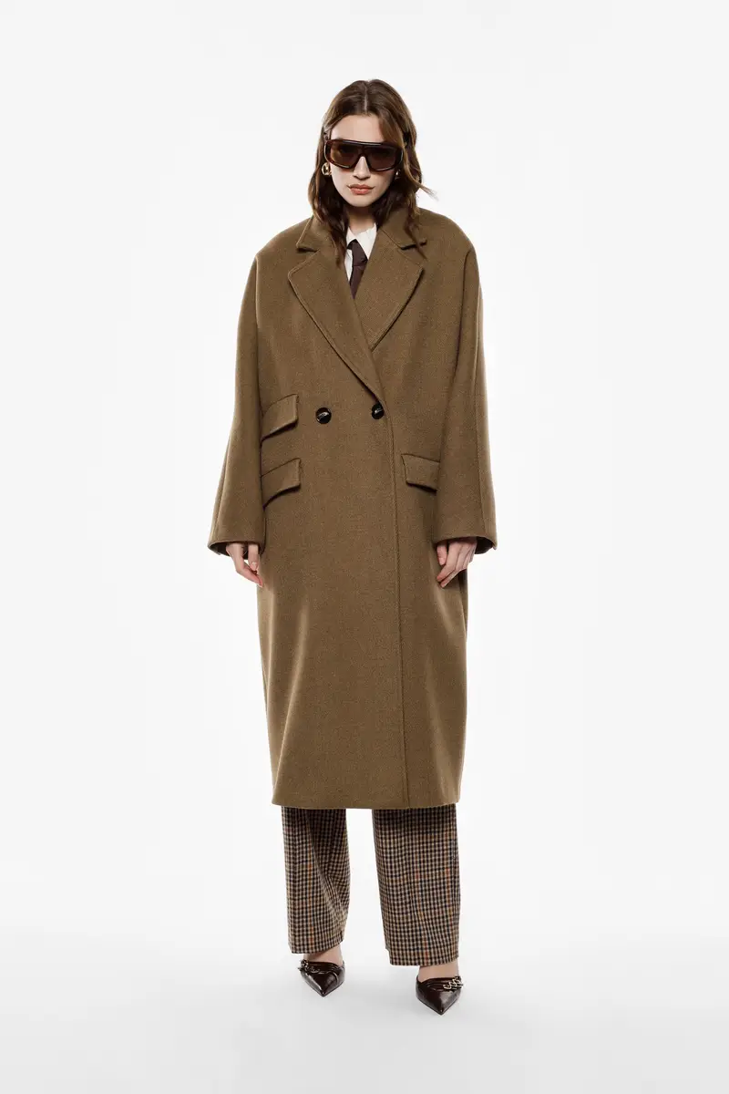 Cappotto over doppio petto con tasche laterali Militare miniatura 2