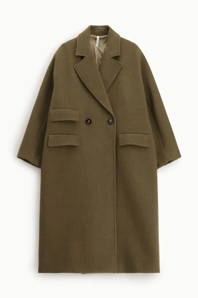 Cappotto over doppio petto con tasche laterali Militare