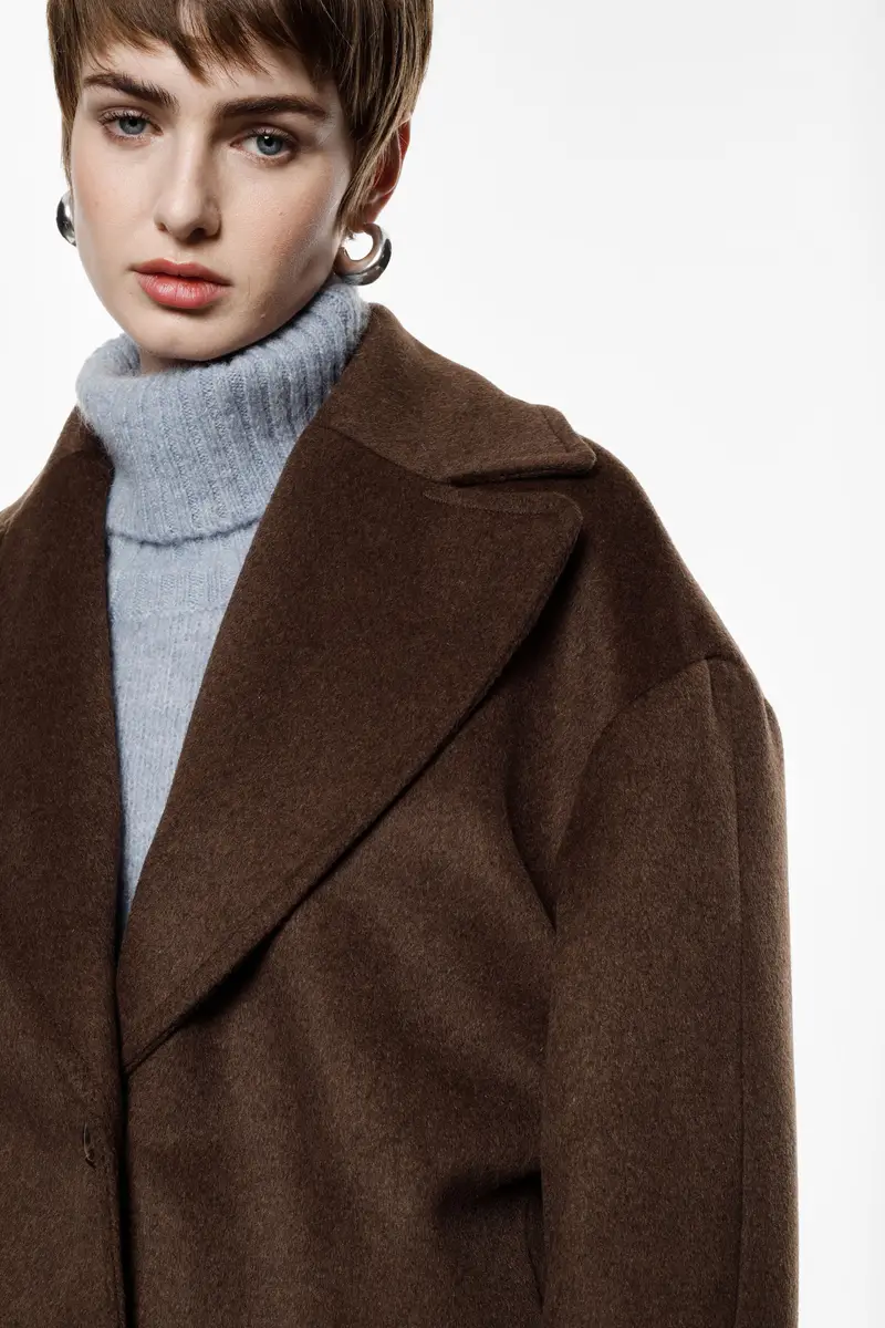 Cappotto over monopetto con ampio revers Moro miniatura 4