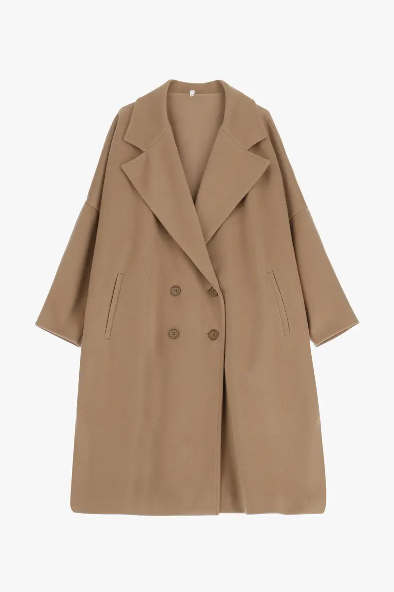 Cappotto oversize con bottoni doppi Cammello