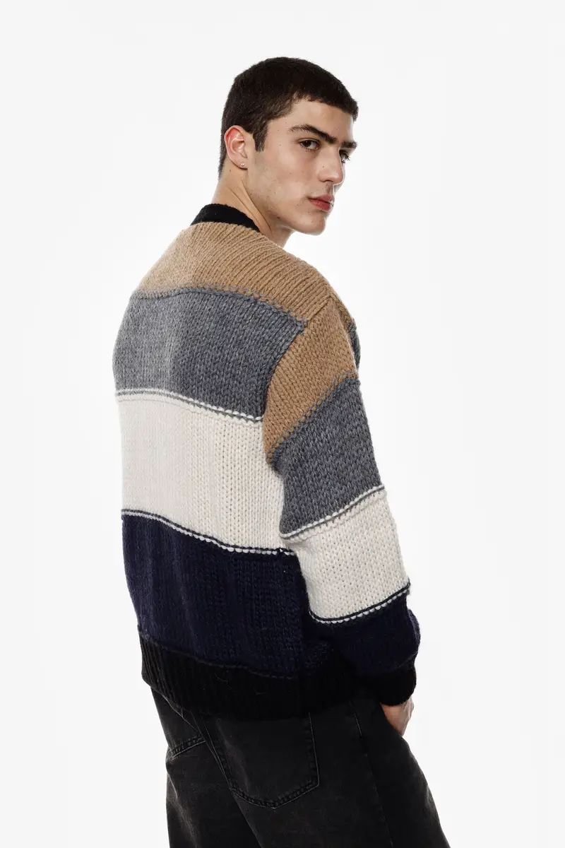 Cardigan con bottoni motivo a blocchi cromatici Multicolor miniatura 3