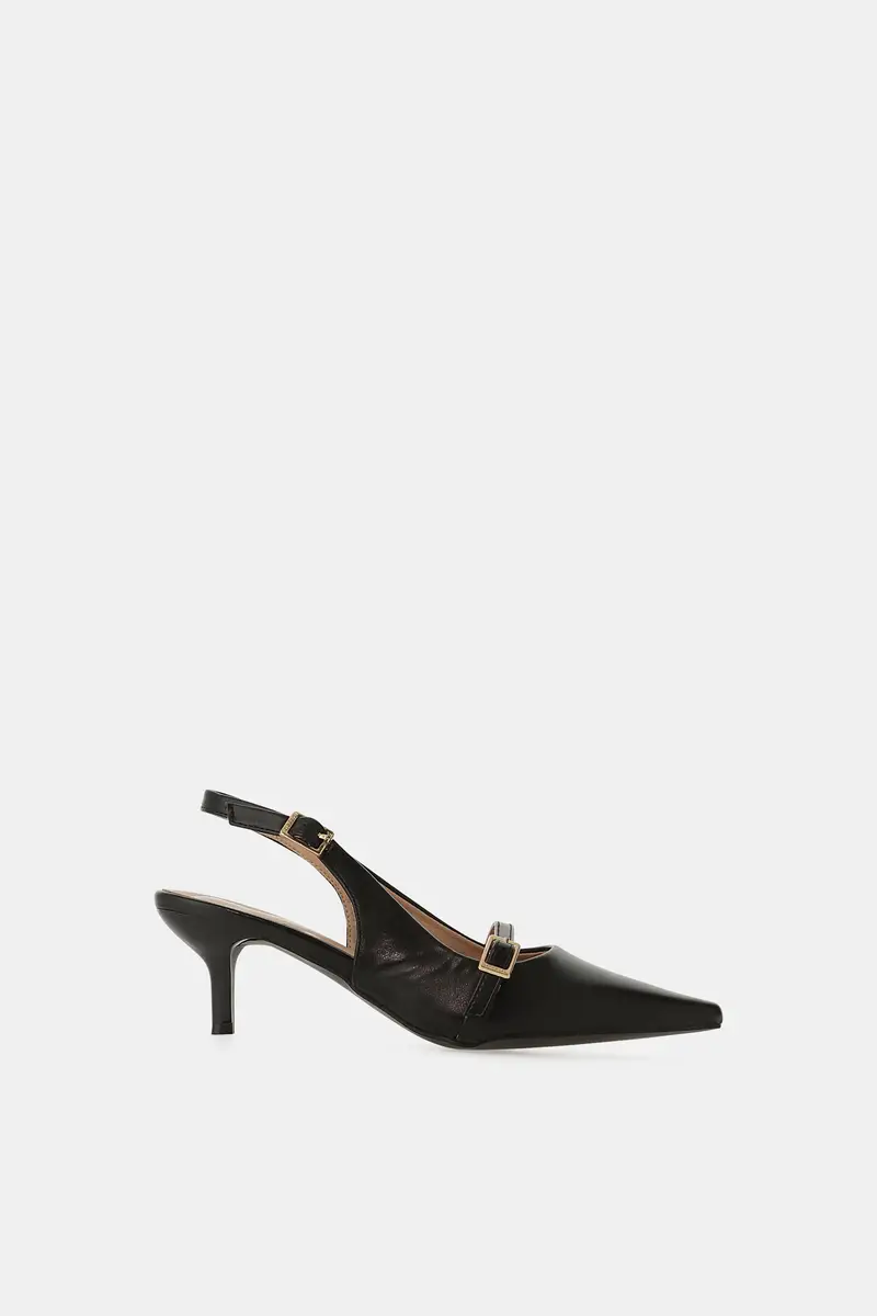 Décolleté slingback punta affusolata con cinturino Nero