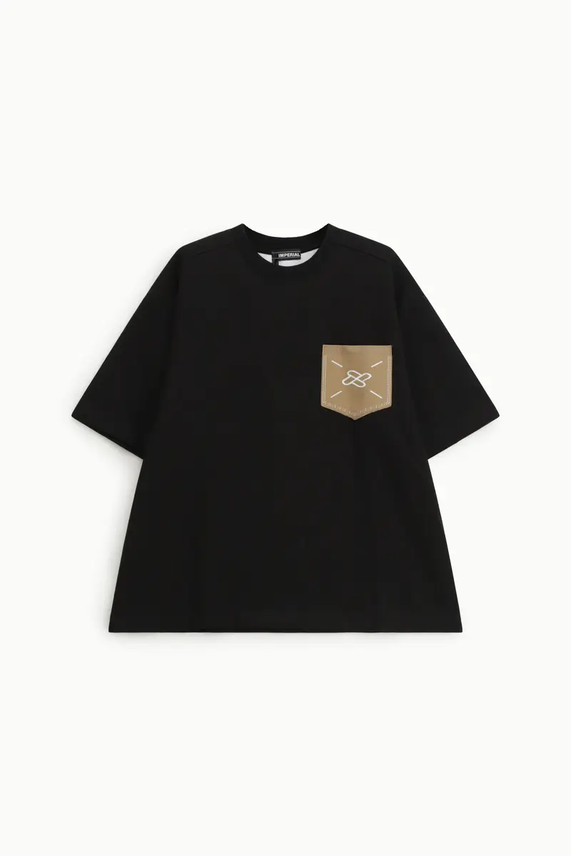 Felpa a maniche corte con tasca Nero