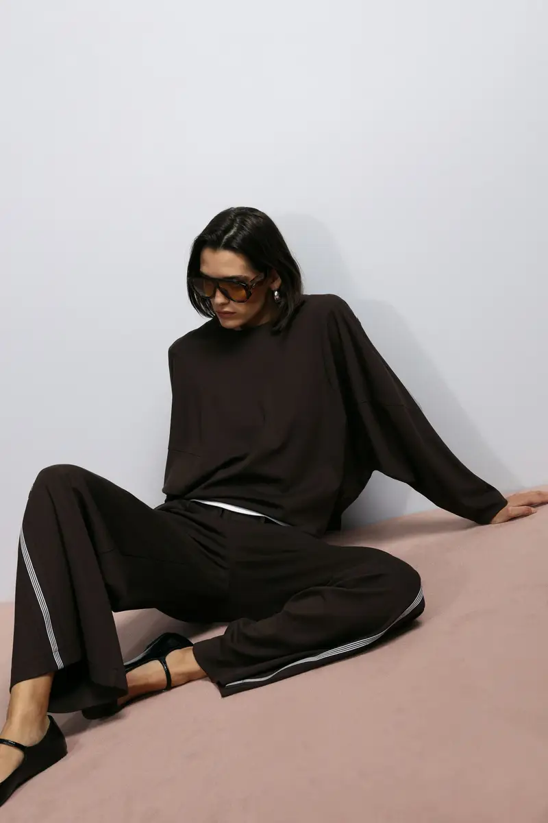 Felpa a maniche lunghe con strisce Moro