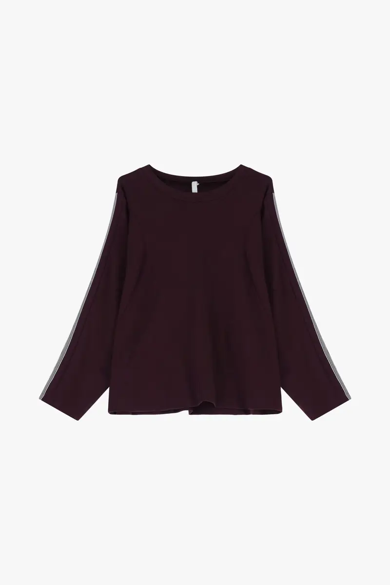 Felpa a maniche lunghe con strisce Prugna