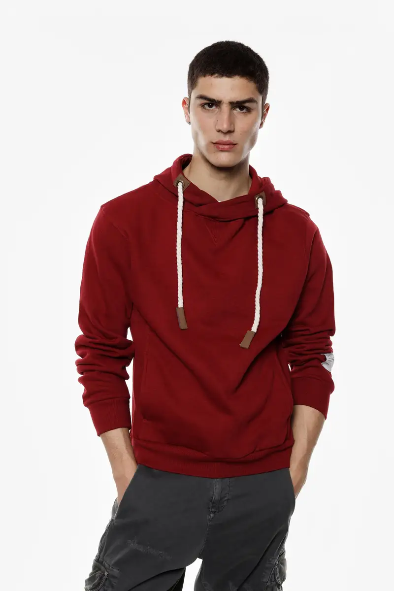 Felpa con cappuccio e coulisse spessa Bordeaux