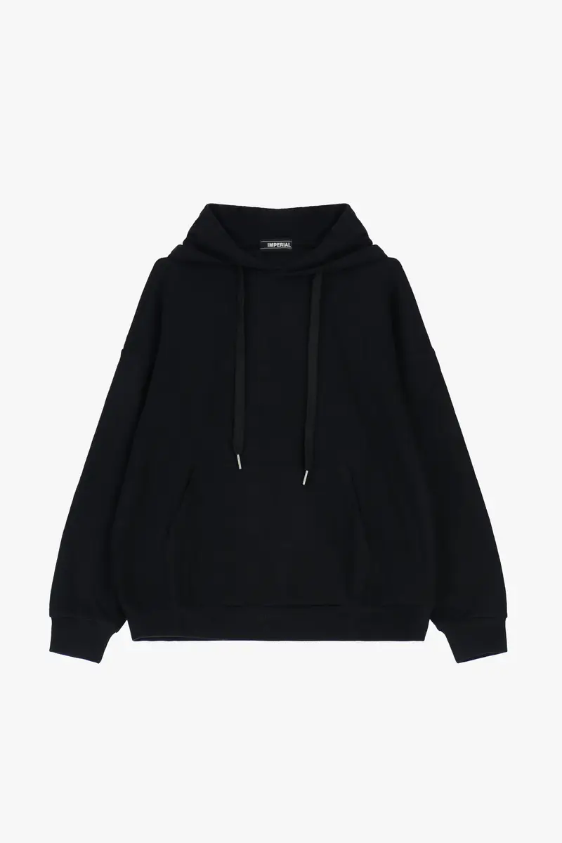 Felpa con cappuccio e tasca frontale Nero