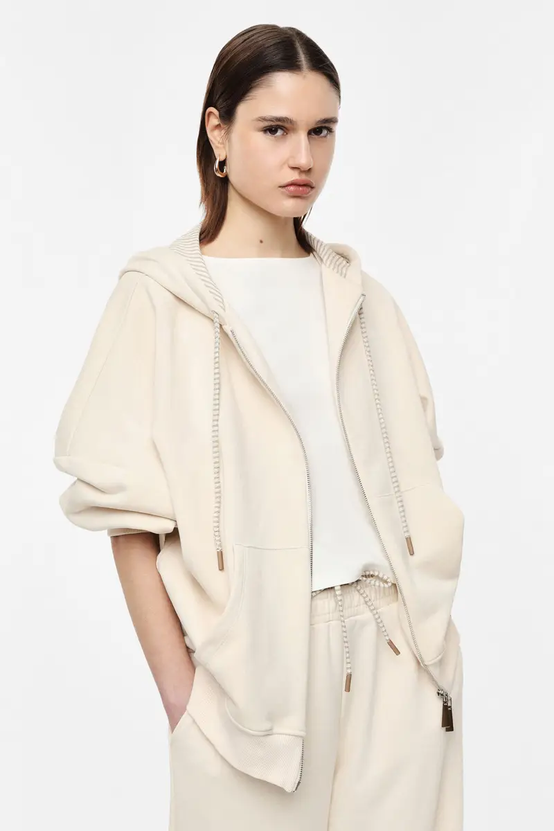 Felpa con cappuccio oversize zip e tasca frontale Ice