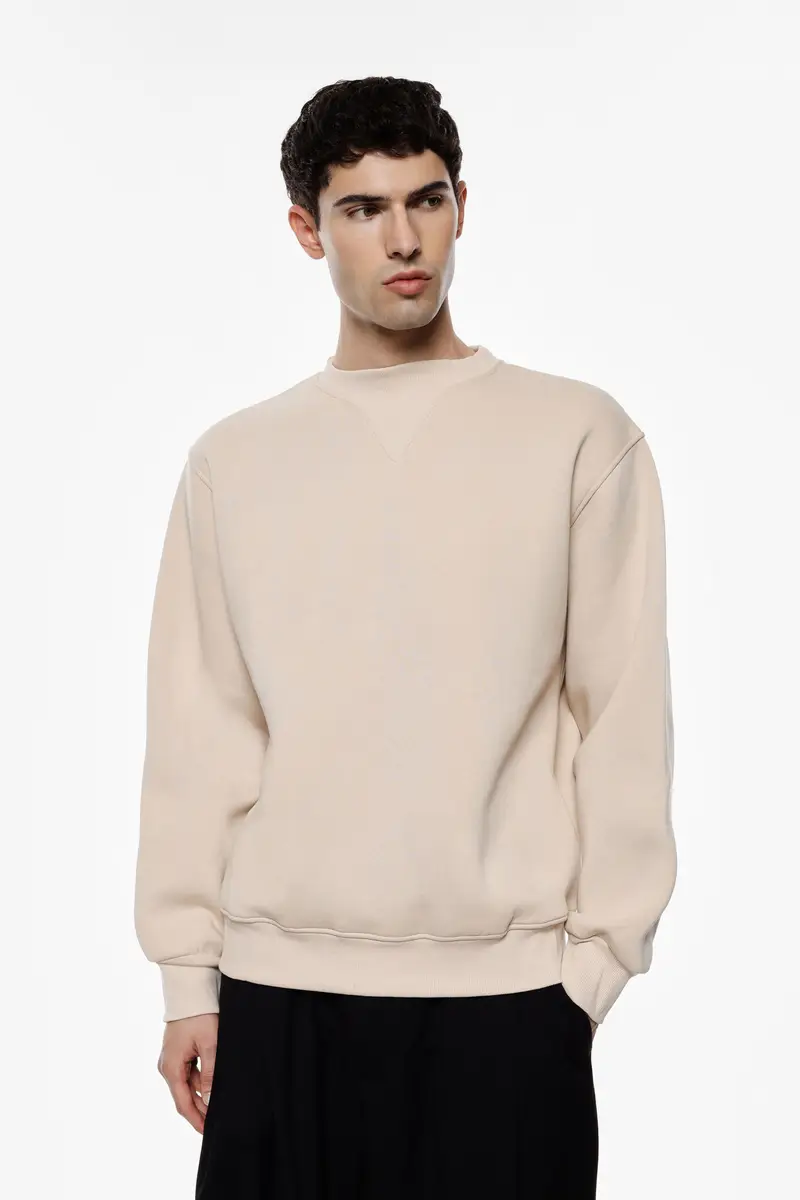 Felpa senza cappuccio con maniche lunghe Sabbia