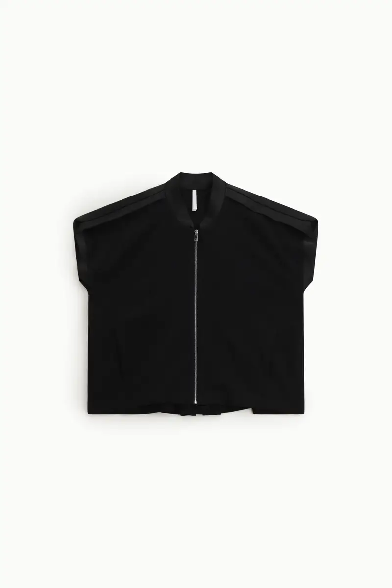 Felpa zip regular fit manica corta Nero