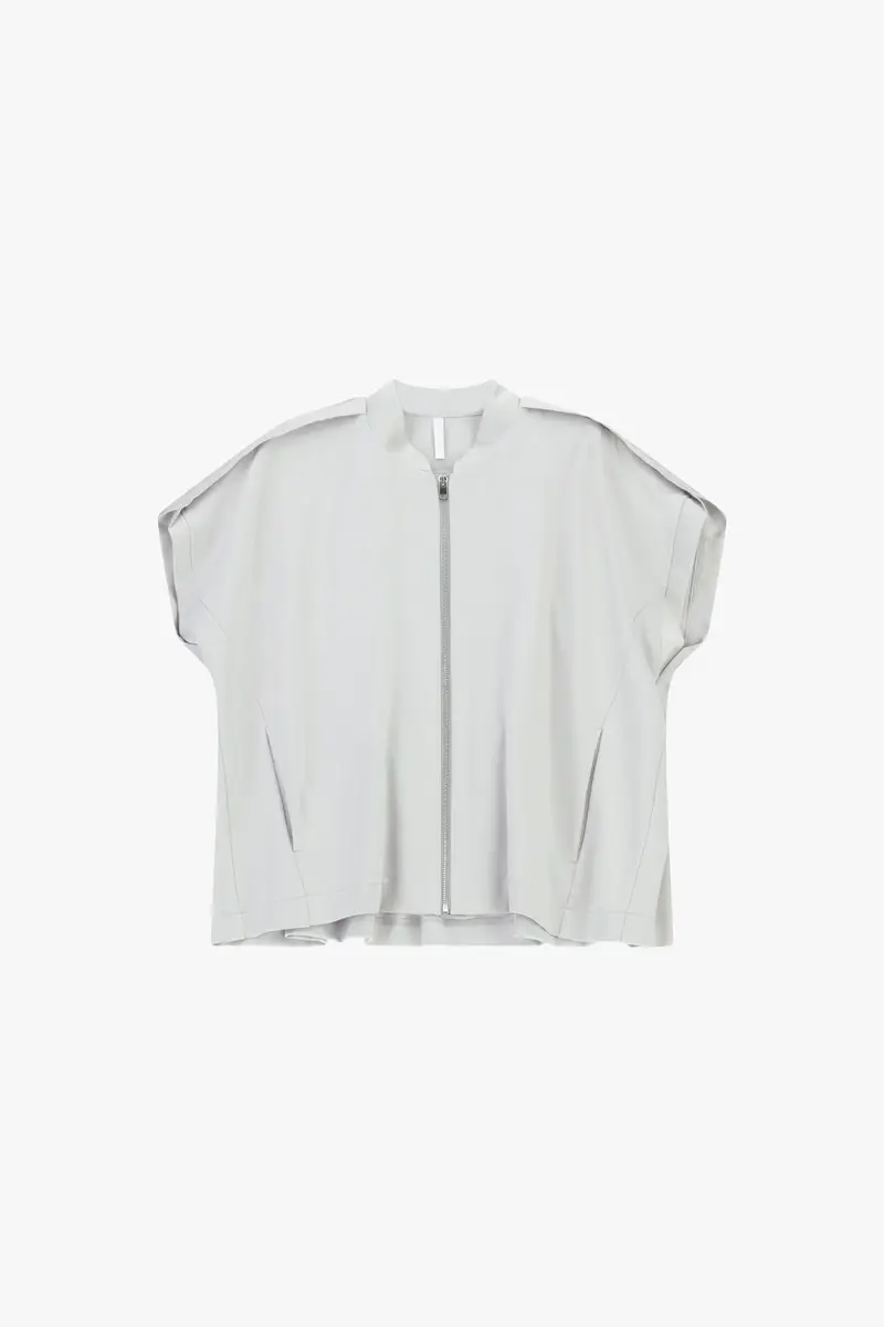 Felpa zip regular fit manica corta Perla