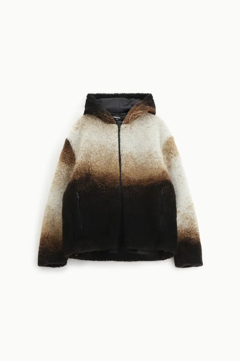 Giacca bomber con cappuccio e zip Beige