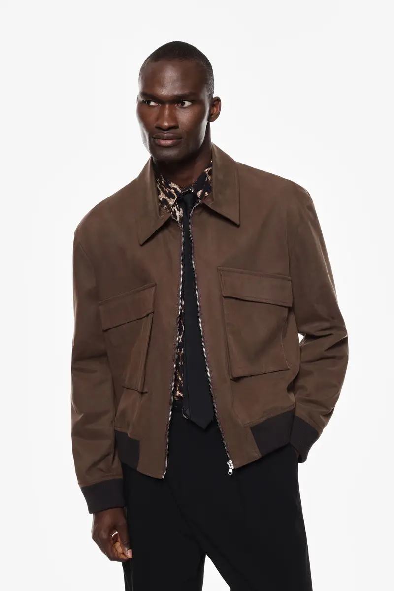 Giacca bomber con tasche applicate Moro miniatura 2