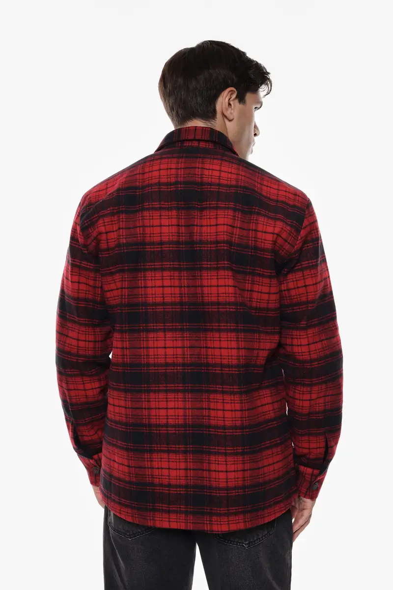 Giacca camicia a quadri con bottoni Rosso miniatura 2