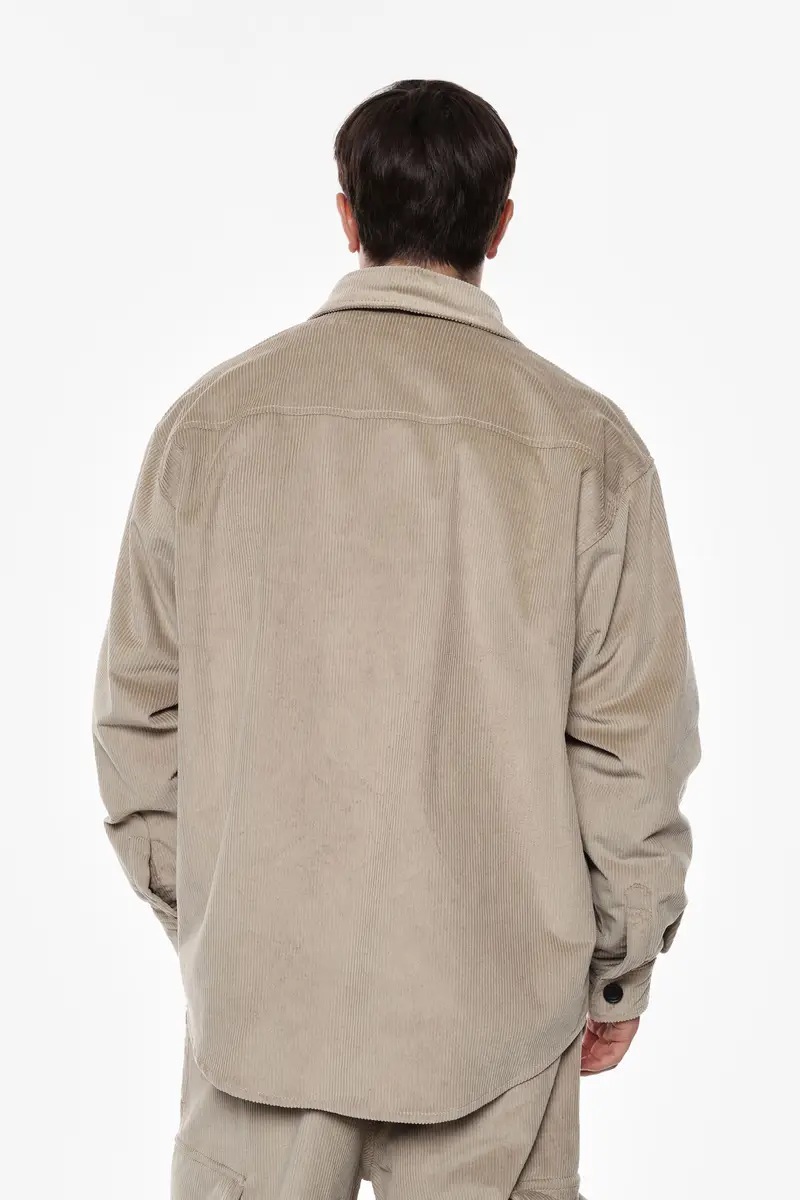 Giacca camicia a tinta unita Beige miniatura 2