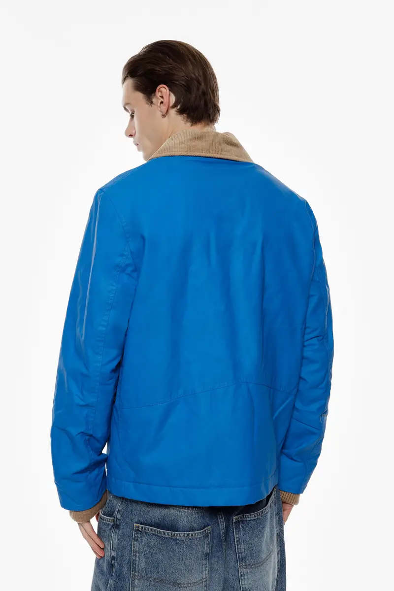 Giacca camicia colletto a contrasto e polsini lavorati Turchese miniatura 3