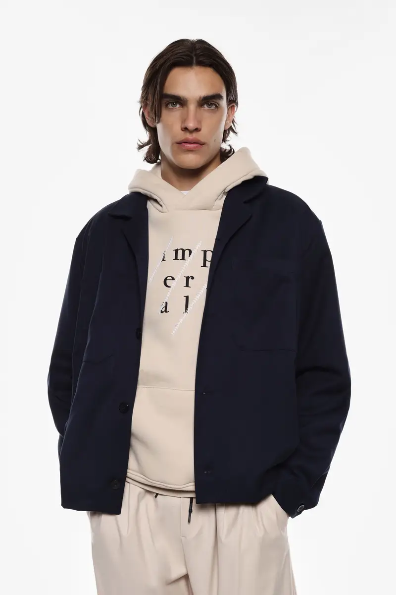 Giacca camicia con bottoni Navy miniatura 2