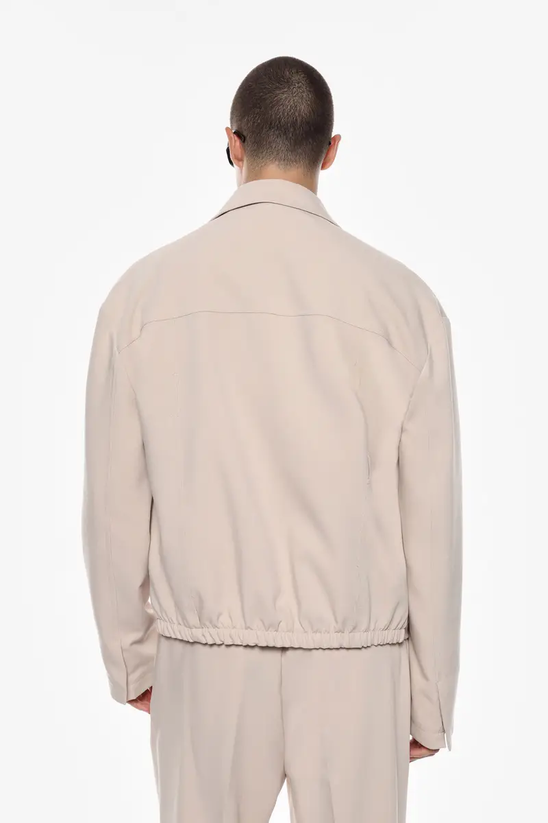 Giacca camicia con chiusura zip Beige miniatura 4