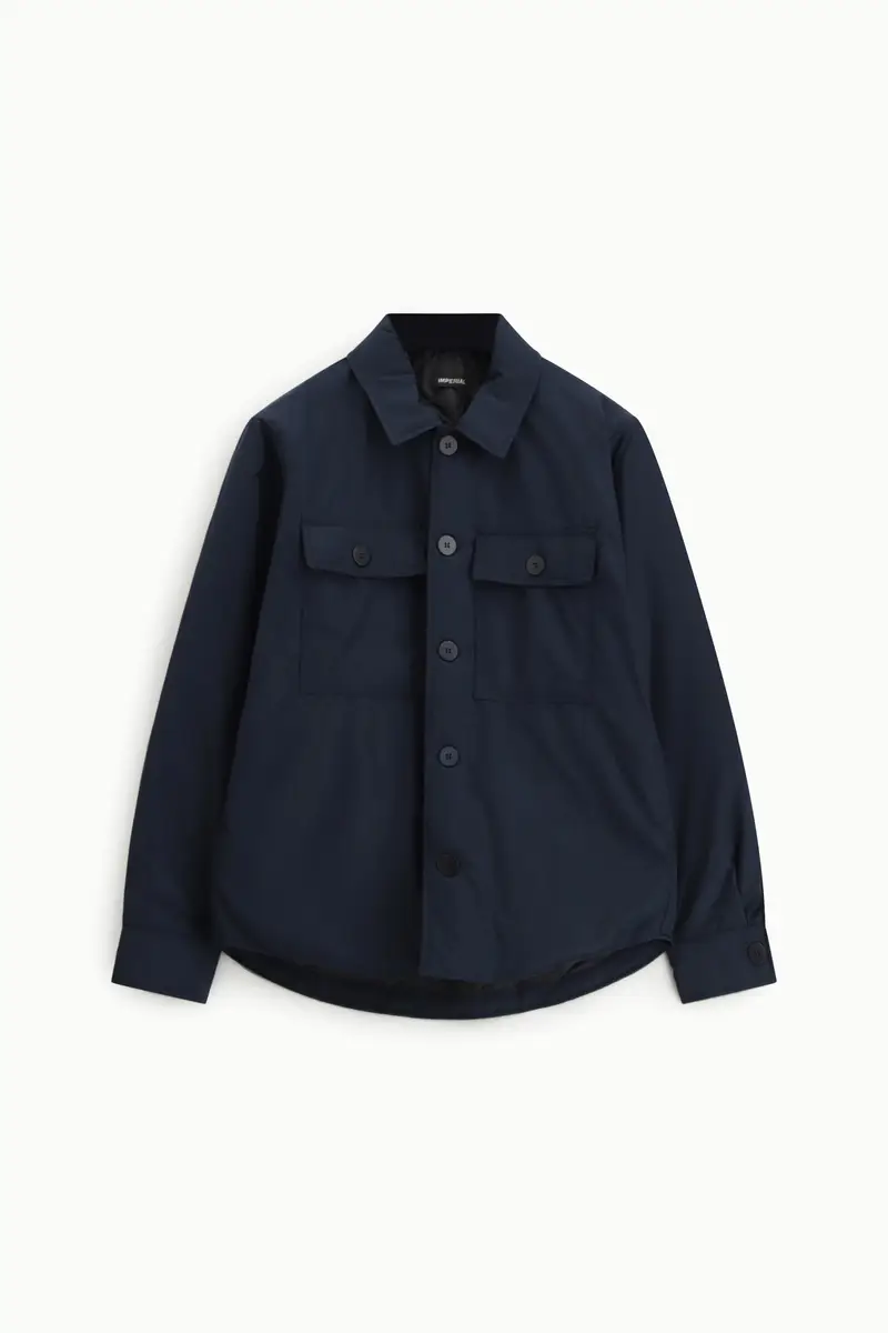 Giacca camicia con tasche frontali e bottoni Blu