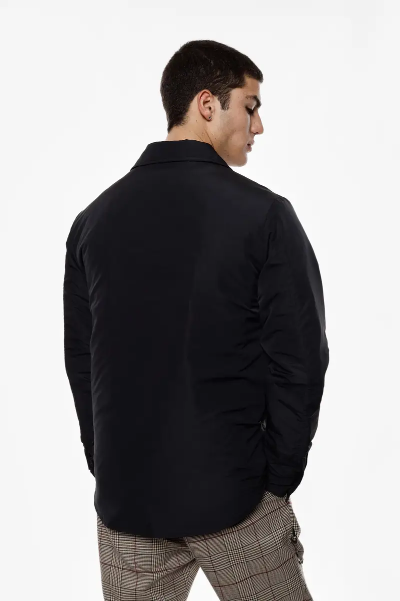 Giacca camicia con tasche frontali e bottoni Nero miniatura 3